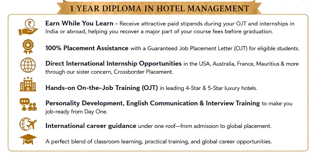 1 year Diploma in Hotel management